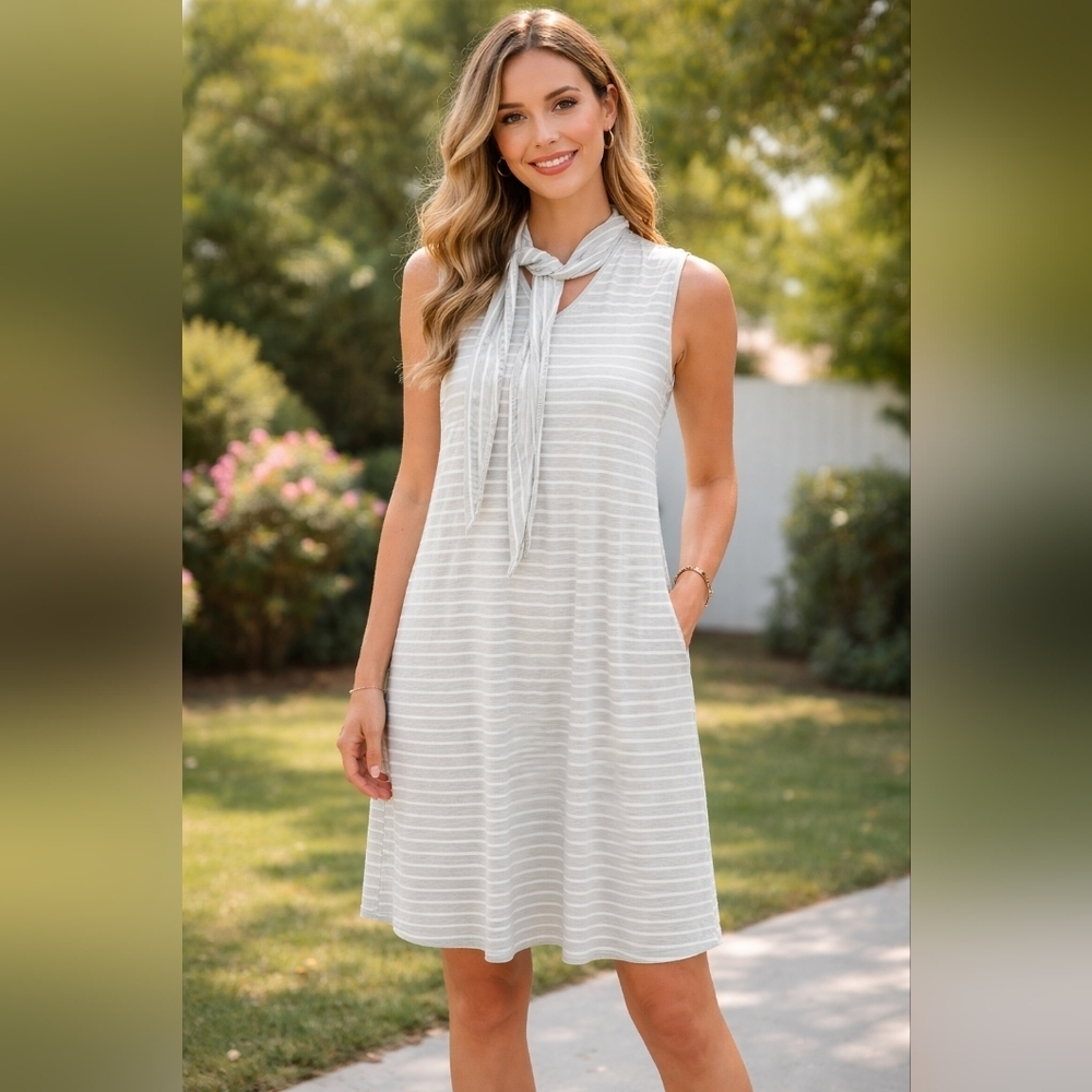 Simply Noelle Green and White Striped Dress